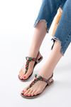 152-1110 Platinum Multi Stone Flip Flop Sandals
