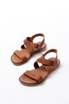 205-04 Tan Single Band Elasticated Genuine Leather Orthopedic Sole Women Sandals