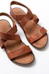 205-04 Tan Single Band Elasticated Genuine Leather Orthopedic Sole Women Sandals