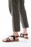 205-05 Black Orthopedic Genuine Leather Women's Sandals