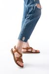 205-05 Tan Orthopedic Genuine Leather Women's Sandals