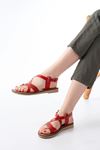 205-09 Red Orthopedic Genuine Leather Women's Sandals