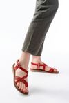 205-09 Red Orthopedic Genuine Leather Women's Sandals