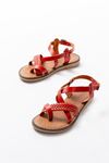 205-09 Red Orthopedic Genuine Leather Women's Sandals