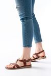 205-09 Dark Brown Orthopedic Genuine Leather Women's Sandals