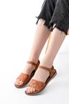 205-012 Tan Orthopedic Genuine Leather Women's Sandals