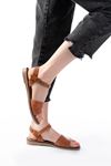 205-012 Tan Orthopedic Genuine Leather Women's Sandals