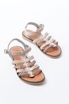 205-014 Beige Laser Cut Genuine Leather Orthopedic Sole Casual Women's Sandals