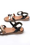 205-015 Black Garni Orthopedic Genuine Leather Women's Sandals