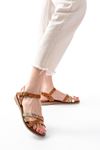 205-015 Tan Garni Orthopedic Genuine Leather Women's Sandals