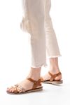205-015 Tan Garni Orthopedic Genuine Leather Women's Sandals