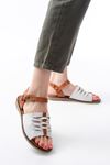 205-029 White Orthopedic Genuine Leather Women's Sandals