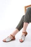 205-029 White Orthopedic Genuine Leather Women's Sandals