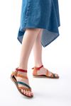 205-039 Tan Multi Ankle Tie Flip Flop Women's Sandals