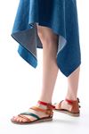 205-039 Tan Multi Ankle Tie Flip Flop Women's Sandals