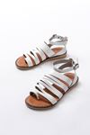 205-041 White Orthopedic Genuine Leather Women's Sandals