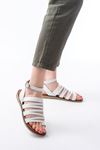 205-041 White Orthopedic Genuine Leather Women's Sandals