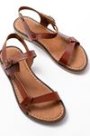 205-090 Dark Brown Genuine Leather Buckle Women's Sandals