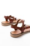 205-090 Dark Brown Genuine Leather Buckle Women's Sandals