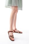 205-093 Dark Brown Garni Genuine Leather Orthopedic Sole Women Sandals