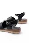 692-500 Black Orthopedic Sole Buckle Women's Sandals
