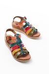 731-204 Multi Genuine Leather Padded Heels Casual Women's Sandals