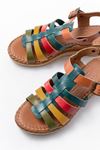 731-204 Multi Genuine Leather Padded Heels Casual Women's Sandals