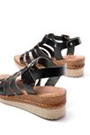731-204 Black Genuine Leather Padded Heels Casual Women's Sandals