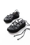 1023 Black Padded Heel Women Sandals