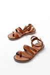 205-209 Tan Genuine Leather Buckle Flip Flops