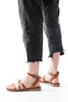 205-209 Tan Genuine Leather Buckle Flip Flops