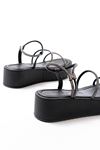 861-1008 Black Platinum Stone Padded Heeled Women's Sandals