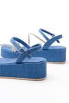 861-1017 Blue Denim Padded Heeled Women's Sandals