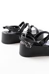 861-1222 Black Buckle Ankle Tie Padded Women's Sandals