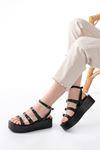 861-1222 Black Buckle Ankle Tie Padded Women's Sandals