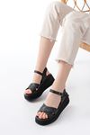 1024 Black Padded Heel Cross Buckle Orthopedic Sole Women Sandals