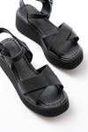1024 Black Padded Heel Cross Buckle Orthopedic Sole Women Sandals