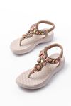 DM-609 Beige Stone Elastic Back Flip Flop Sandals