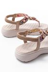 DM-609 Beige Stone Elastic Back Flip Flop Sandals