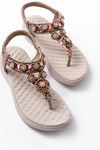 DM-609 Beige Stone Elastic Back Flip Flop Sandals