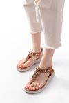 DM-609 Tan Back Elasticated Flip Flop Sandals