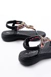 DM-609 Black Stone Back Elasticated Flip Flop Sandals