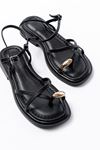 S-101 Black Flip-Flop Detailed Casual Women's Sandals