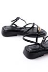 S-101 Black Flip-Flop Detailed Casual Women's Sandals
