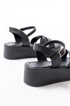 861-1005 Black Casual Cross Padding Heel Women Sandals