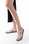 205-09 White Orthopedic Genuine Leather Women's Sandals