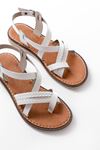 205-09 White Orthopedic Genuine Leather Women's Sandals