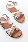 205-093 White Garni Genuine Leather Orthopedic Sole Women Sandals
