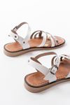 205-093 White Garni Genuine Leather Orthopedic Sole Women Sandals