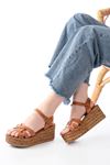 684-030 Tan Orthopedic Genuine Leather Padding Women Sandals